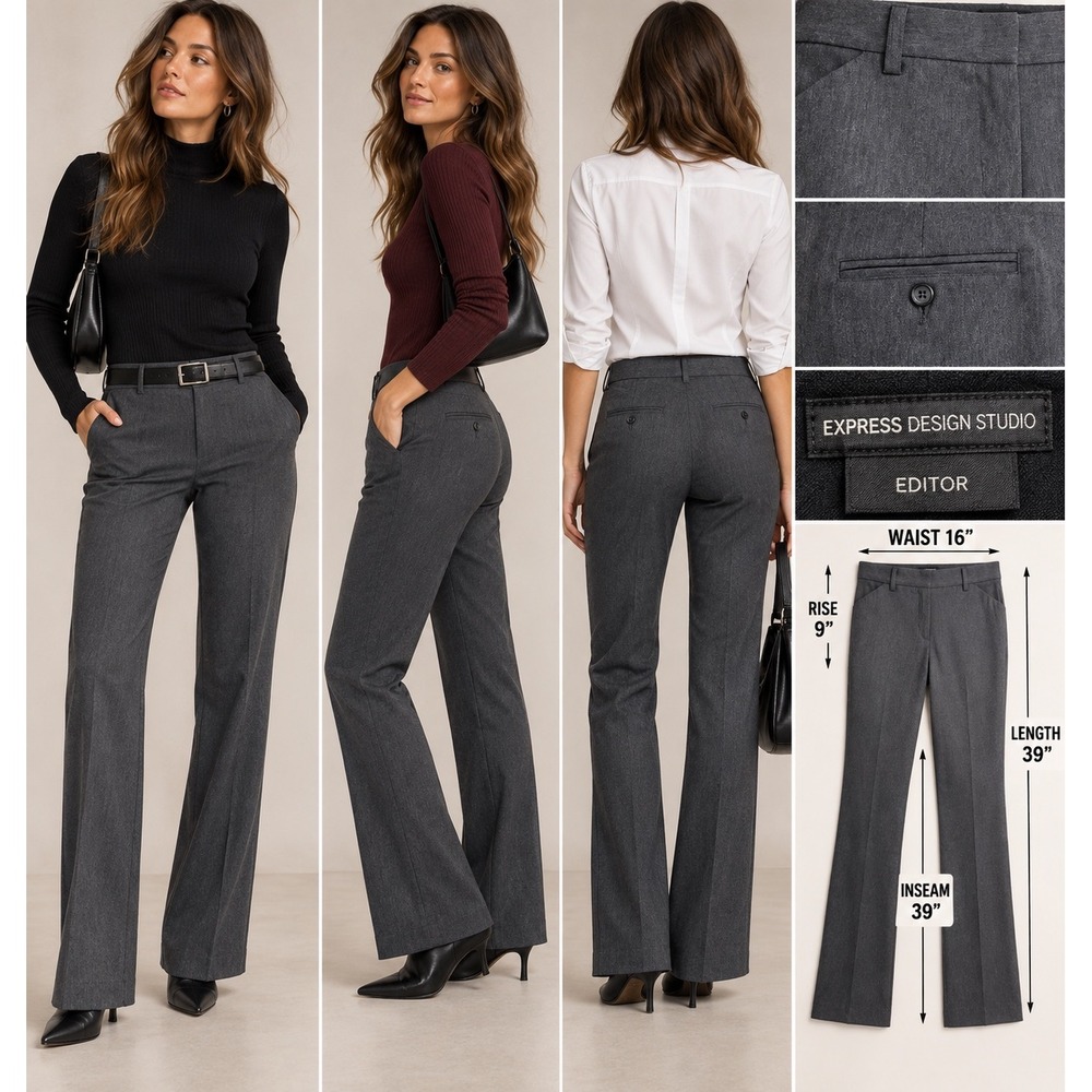 Vintage Y2K Express Design Studio Editor Gray Trousers 8R Office Siren Pants